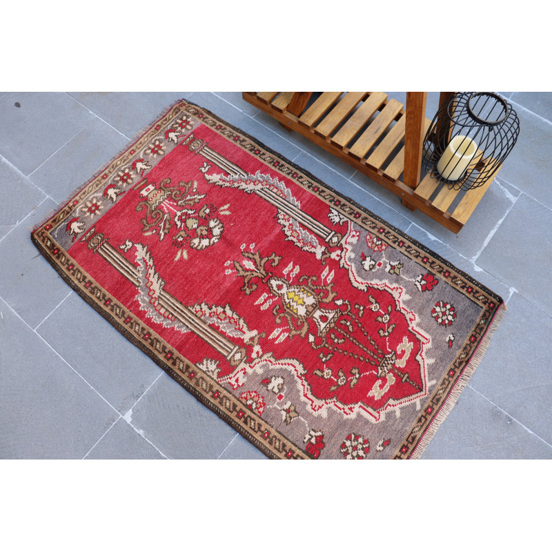 Tapis turc vintage en laine: petit tapis d'entrée pour salle de bain Anatolian fabriqué à la main - Produit 358E678D50C24F24B3A51D0CDBA61FA2