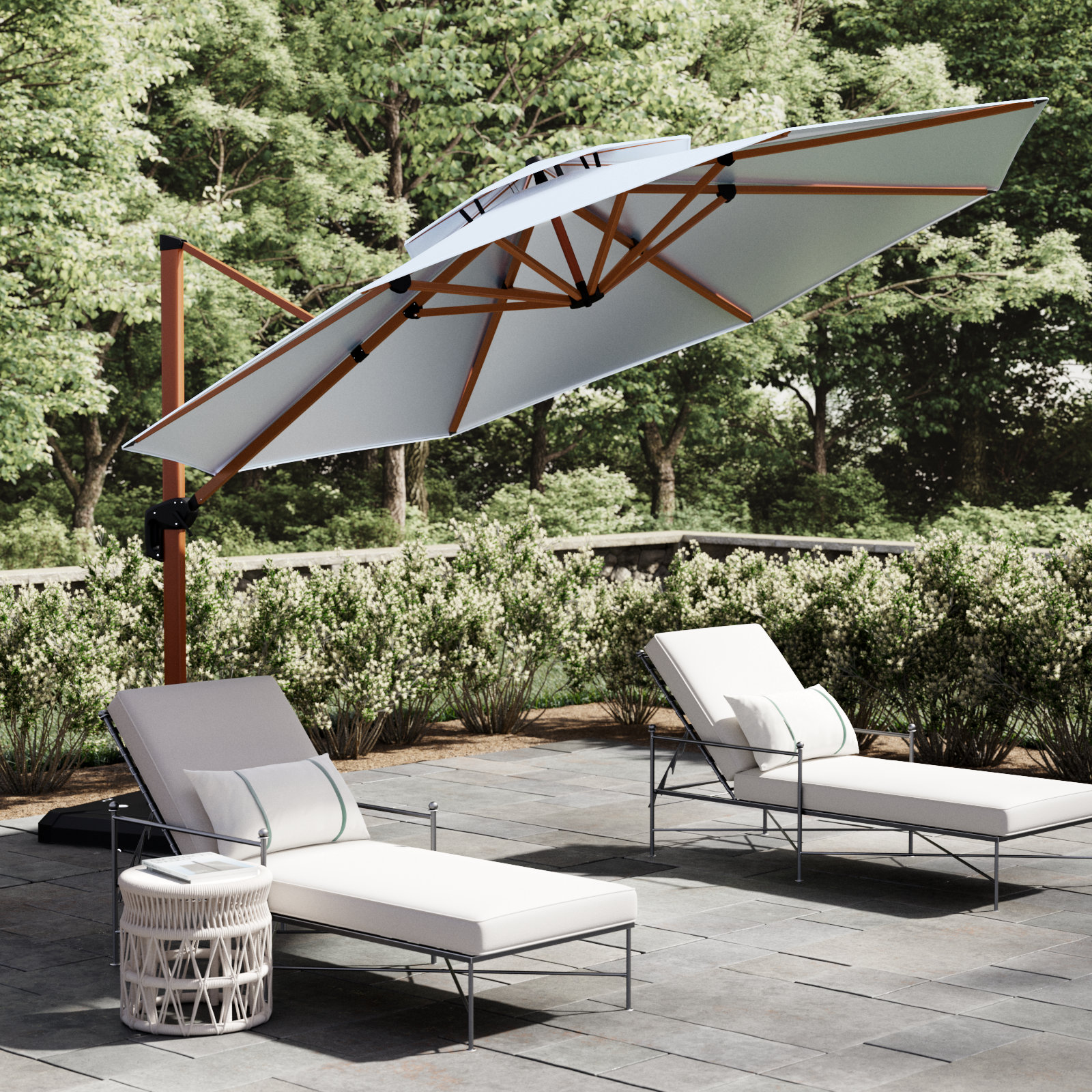 Brimley 144'' Cantilever Outdoor Umbrella Without Base, Cream