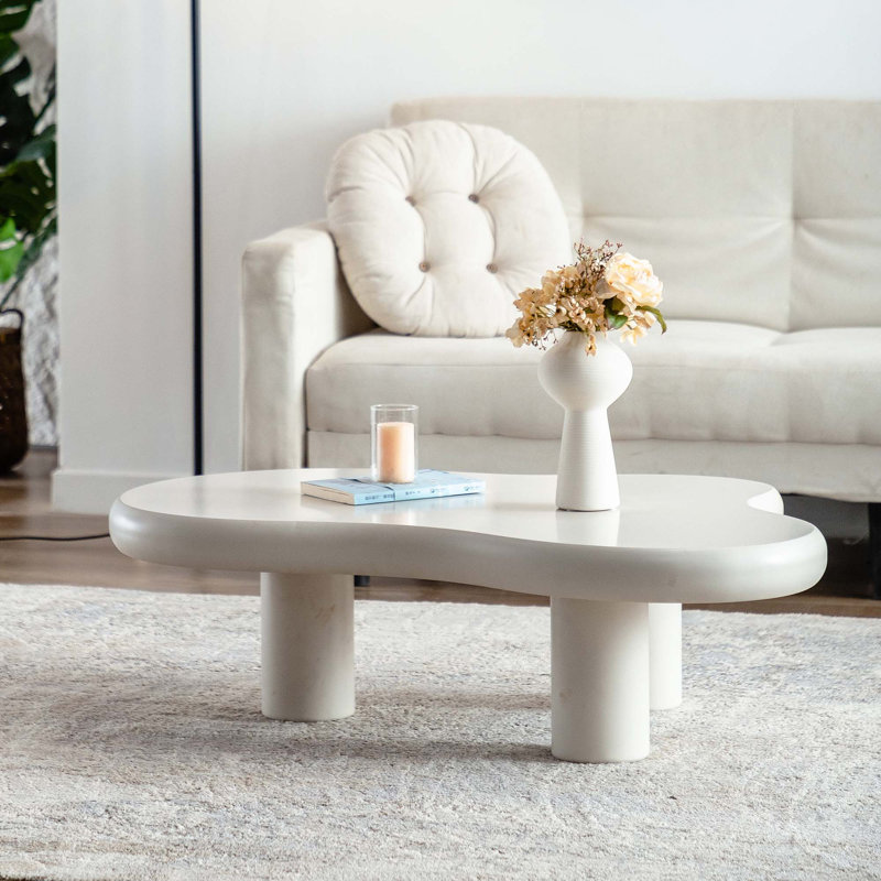 Table basse moderne, Beige, H 15,75 po x L 39,37 po x l 27,56 po
