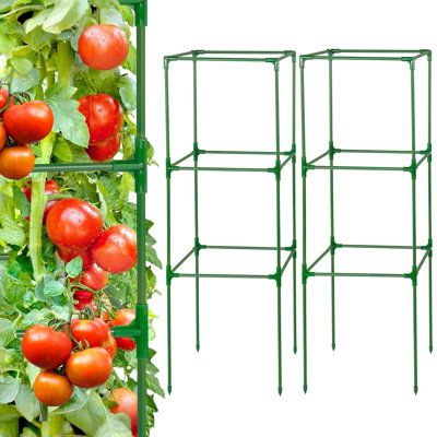 Paquet de 2 grandes cages à tomates carrées pour le jardin, treillis à tomates robustes de 46 po pour jardin surélevé, cages à tomates pour plantes grimpantes, plantes, fruits