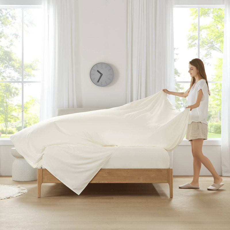 Microfiber Coolmax Microfiber Coolmax Solid Sheet Set, Cream, Queen