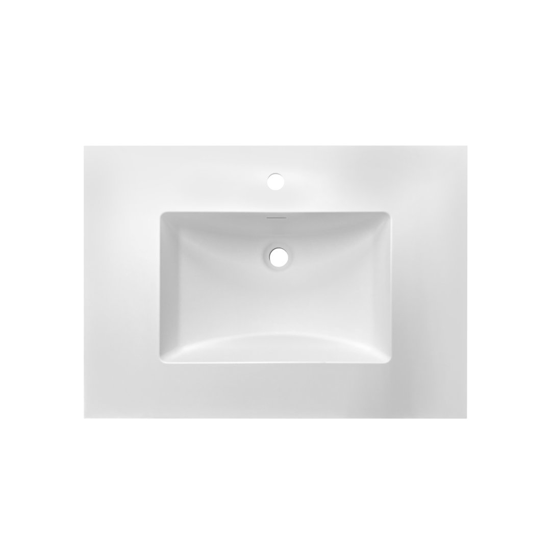 31W x 22"D Solid Surface Resin Vanity Top with Sink-Durable, Easy-to-Clean, Built-in Overflow Vanity Atelier