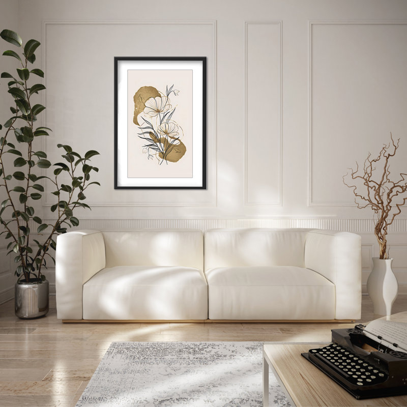 Nature Inspired Flowers And Gold, 48" H x 32" W