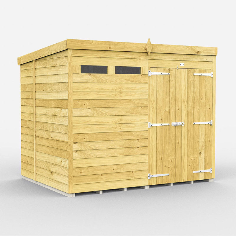 8ft x 7ft Pent Security Shed - Double Door