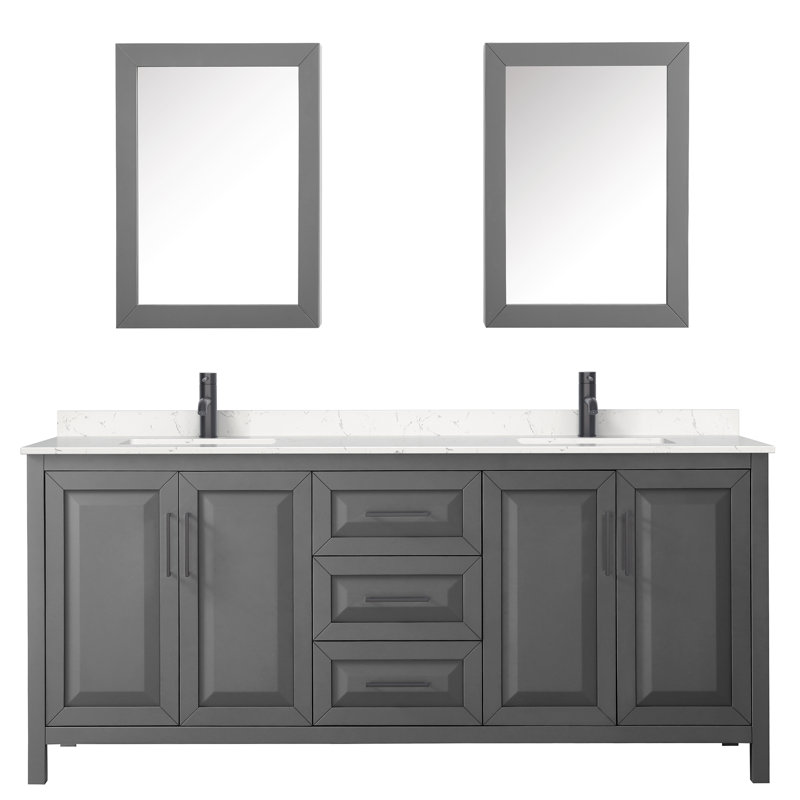 Daria 80'' W Double Vanity, Dark Gray, Polished Chrome