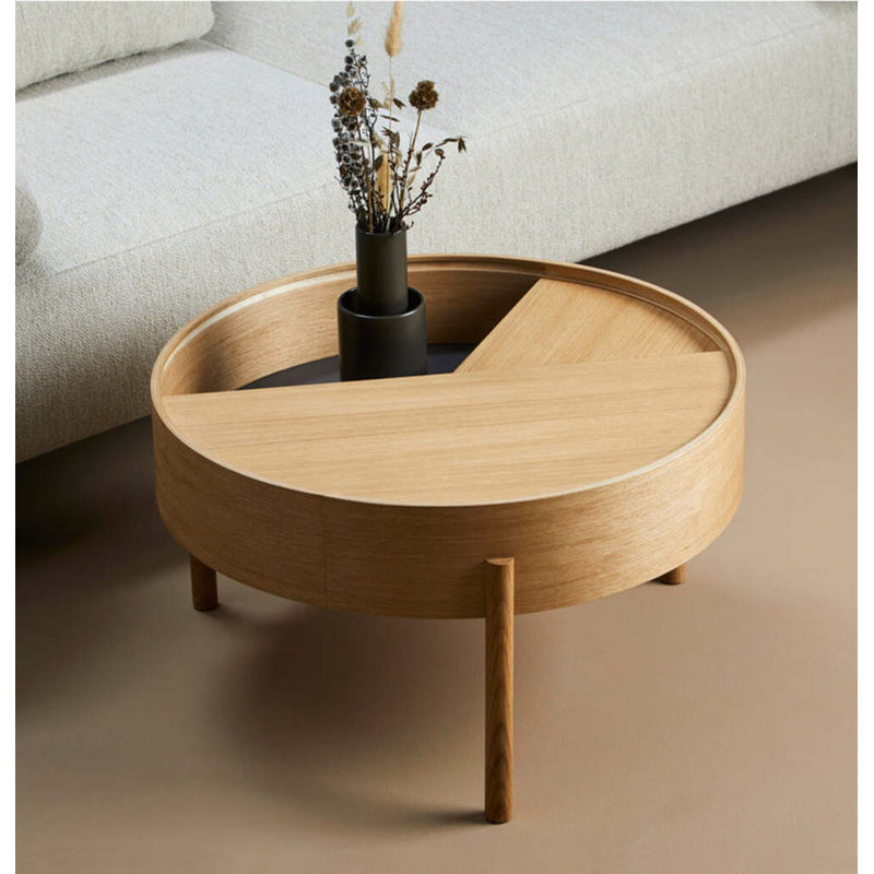 Arc Coffe Table, 15" H x 26" L x 26" W, Oiled Oak