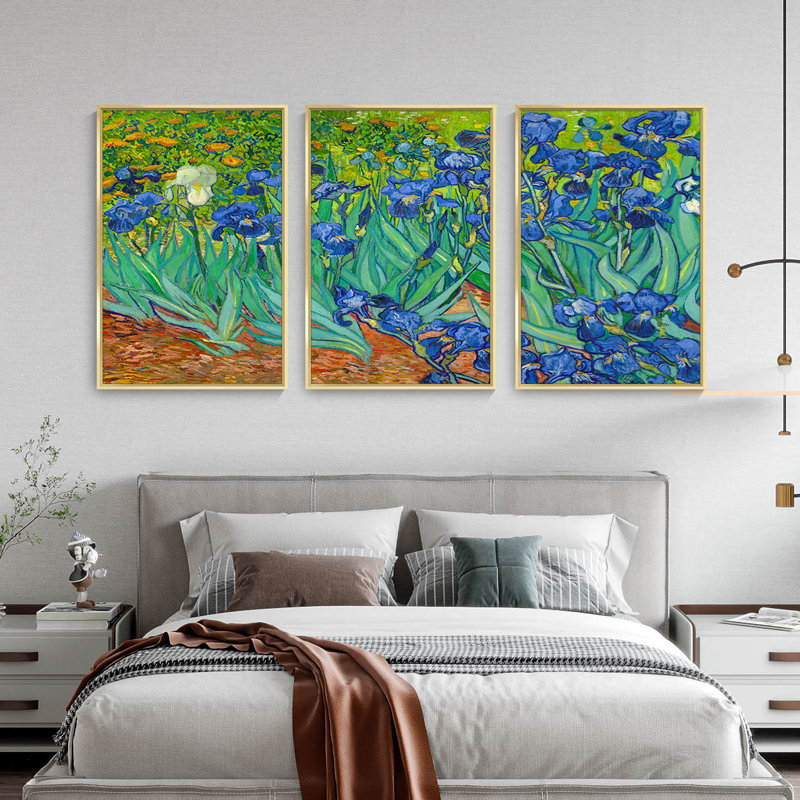 Art mural encadré en aluminium Van Gogh, Doré, H 24,3 po x l 48,3 po x P 1,65 po