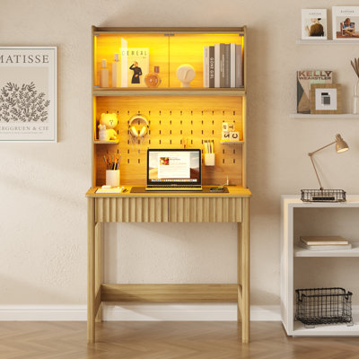 Computer Desk with Power Outlet and Tri-Color Light