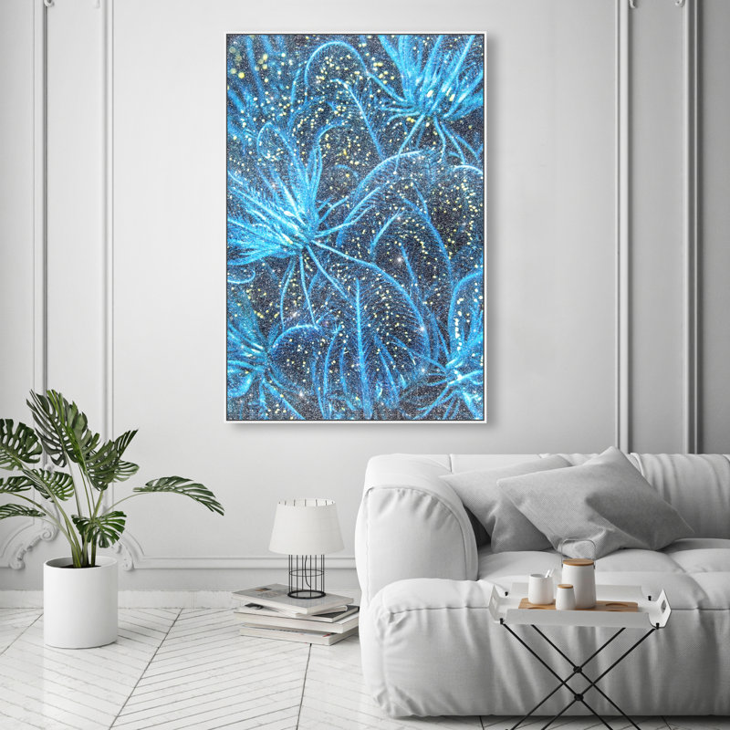 Neon garden Graphic Art Canvas, 31"H x 21"W, White Floater Frame