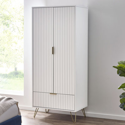 Brazzell 2 Door Solid Wood Wardrobe