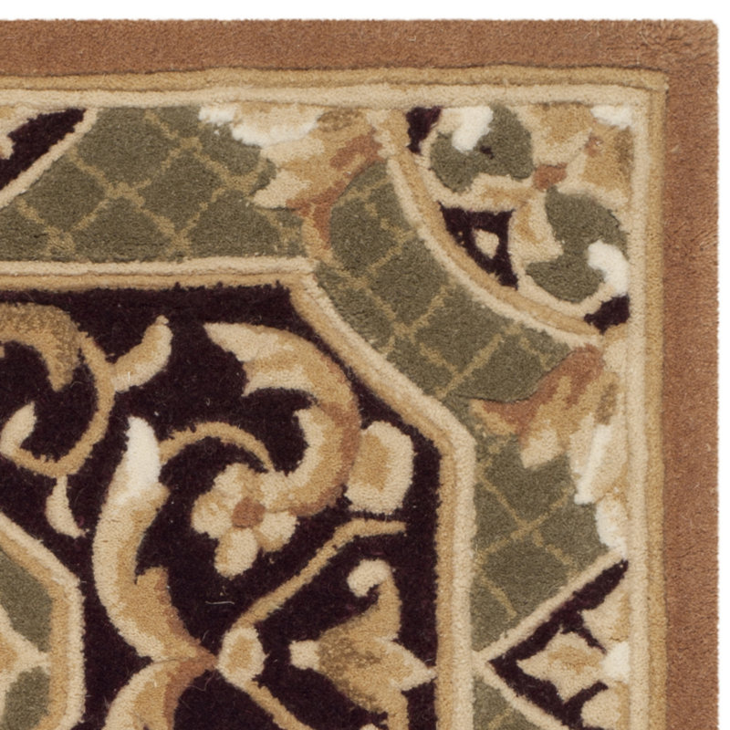Lenora Naples Hand Tufted Wool Pile Floral Rug, Round 6'