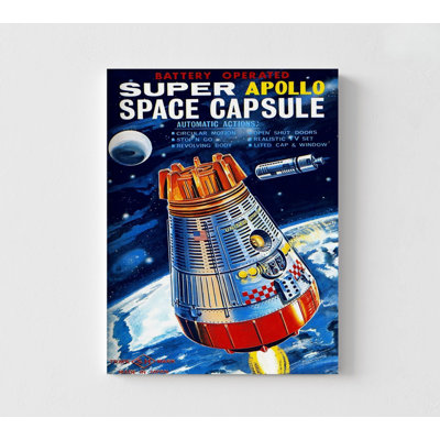 Battery Operated Super Apollo Space Capsule By Retrorocket, Retro Toy Store Wall Art, Playroom Space Themed Remodel Idea