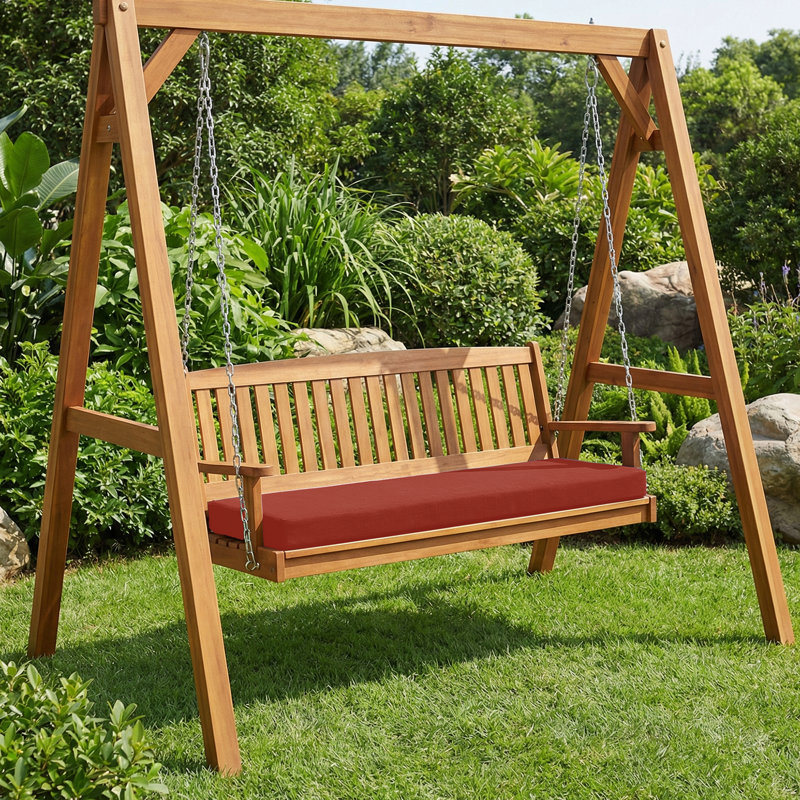 Outdoor Bench Cushion, Rainproof Patio Furniture Cushions for Porch Swing with Ties, 59"×16", red