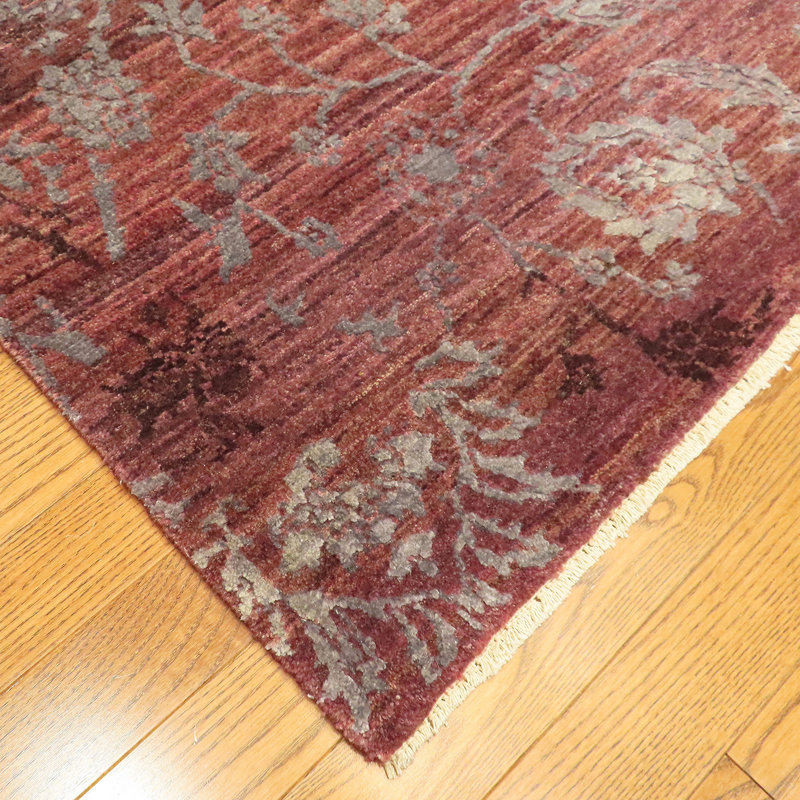 Amour Hand Knotted Area Rug in Purple, Rectangle 4' x 6'