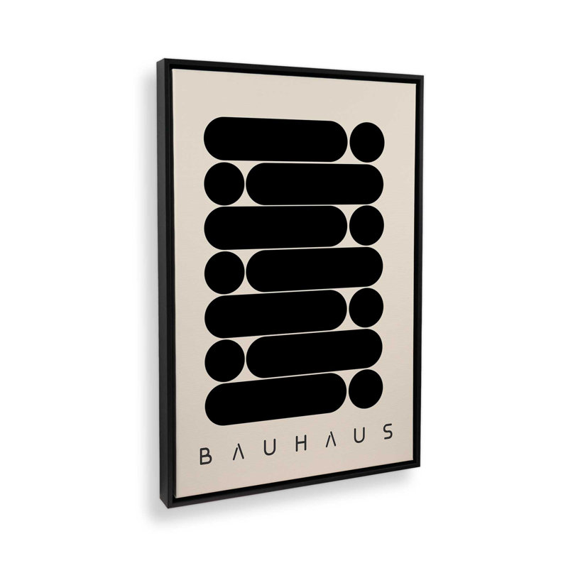 Bauhaus Abstract Rounded Layers Print, Satin Black Floater Framed, 18.75" H x 12.75" W x 1.75" D