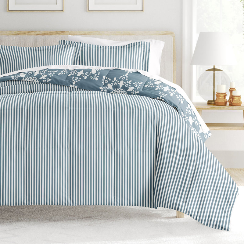 Light Blue Reversible Down Alternative Comforter Set, Full