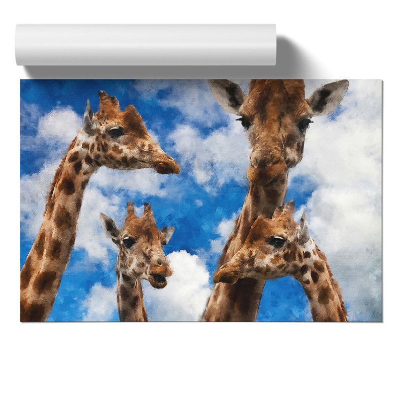 Four Giraffes - No Frame Print, 21cm H x 30cm W x 0.1cm D