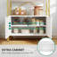 Bibliothèque moderne à 5 niveaux avec armoire de rangement - Blanc et or | Bibliothèque sur pied avec portes | Présentoirs pour la chambre à coucher, le salon et le bureau