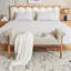 Elegant Beige Linen Tufted Ottoman: A Classic Comfort Statement（ONLY OTTOMAN)