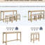 Table de bar 4 pièces avec prise électrique et 3 tabourets confortables en chêne, design rustique imitation bois, idéale pour le salon. Chargement USB-C, sièges rembourrés en lin, structure en caoutchouc.