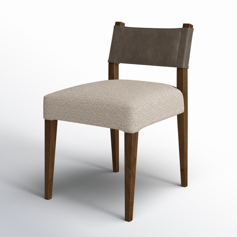 Side Chair in Charcoal, Polyester/Leather Nubuck Charcoal, Brown