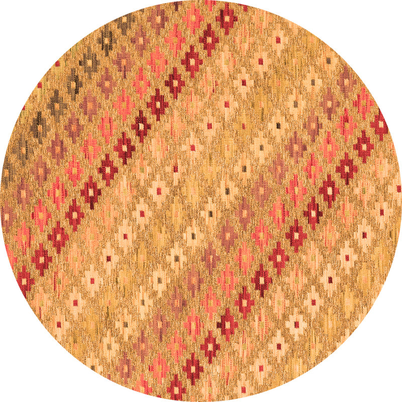 Tapis orange en chenille tissé à la machine Sirvon, Rond 6 pi