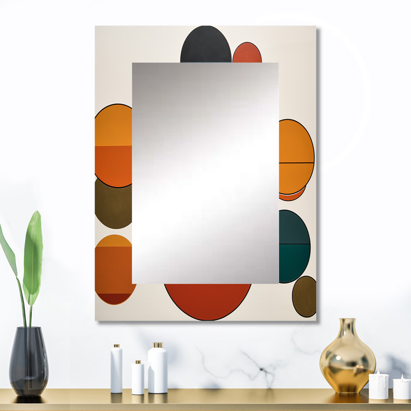 Serendipity Retro Abstract Midcentury Geometrics - Blue Mid-Century Wall Mirror, 32" x 24"