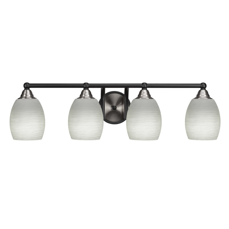 Michell 4-Light Bath Bar, Matte Black/Brushed Nickel
