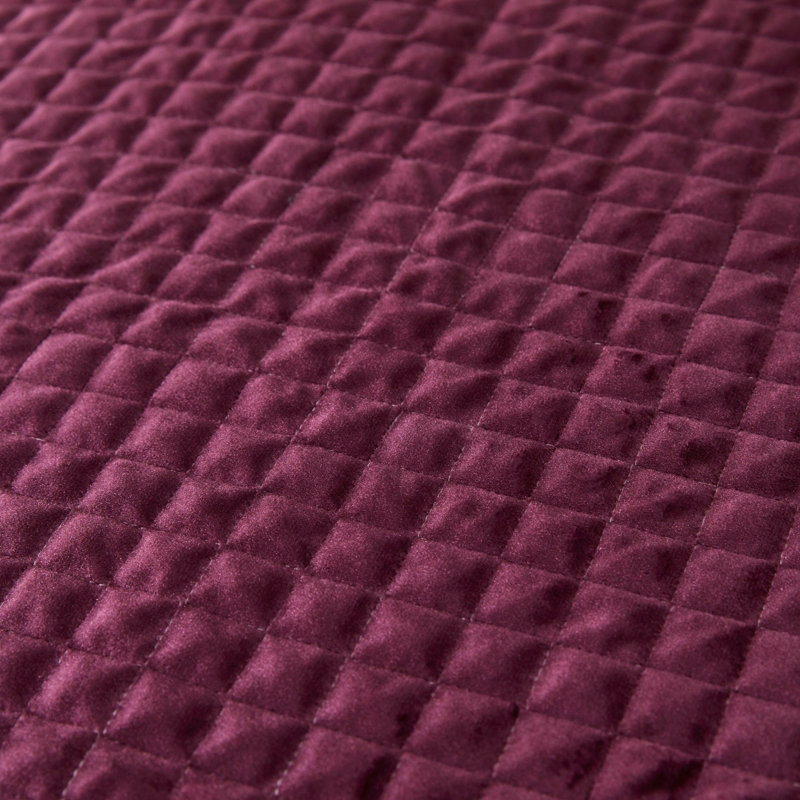 Velvet Geometric Shapes Bedspread, Damson, W150 x L220cm