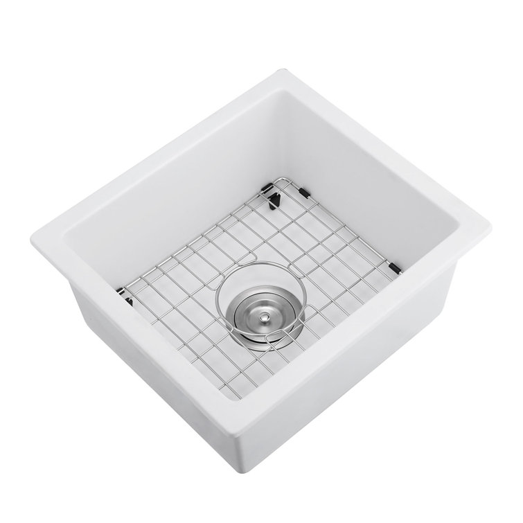 Quartz 18" L X 16" W Undermount Bar Sink With Grid And Strainer