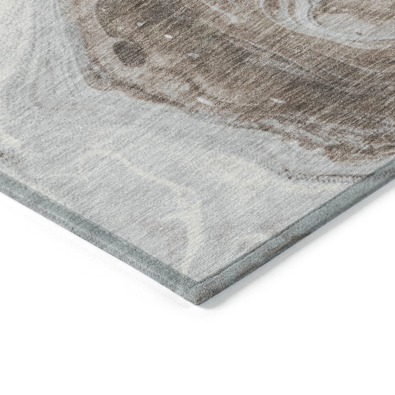 Machine Washable Indoor/Outdoor Cinead ACN1706 Taupe Rug, Round 8'