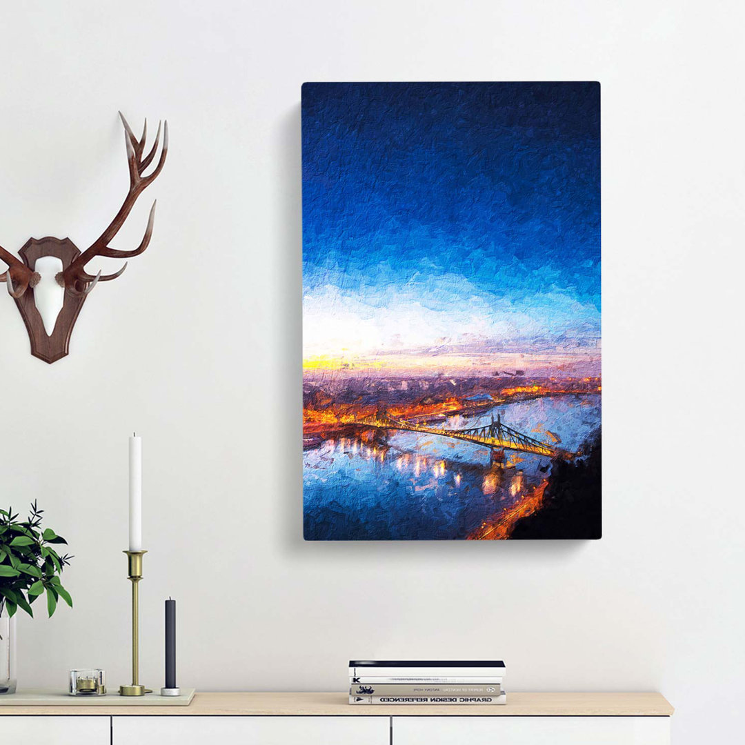 Budapest Skyline In Hungary In Abstract - Wrapped Canvas