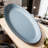 Oval Blue，Handcrafted Leather Tray For Jewelry And Watches, Waterproof And Stain-Resistant Desktop Organizer, Elegant Decorative Tray For Makeup Table And Home Decor