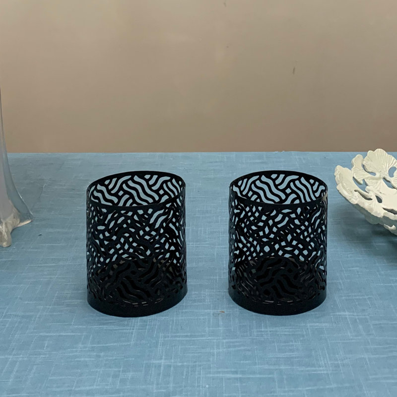 3.9'' H Metal Tabletop Tealight Holder, Black