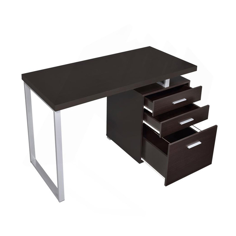 Computer Desk Home Office, Laptop, Left, Right Set-up, Storage Drawers, 48"L, Work, Laminate, White/Silver