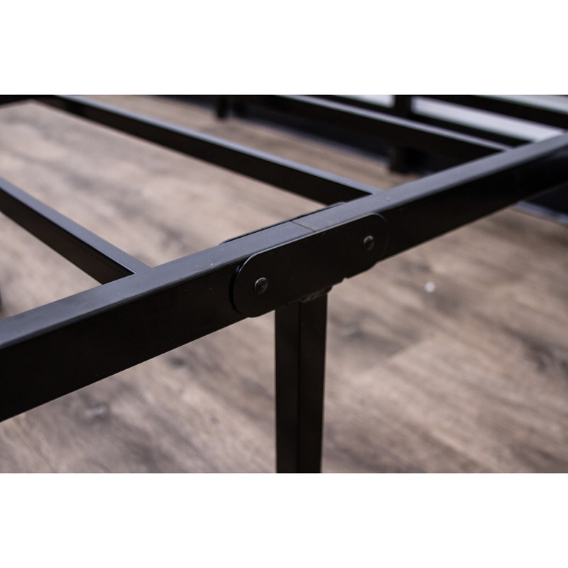 Sommier à plateforme en acier noir Twin XL, conception moderne et robuste, rangement sous le lit résistant aux charges élevées