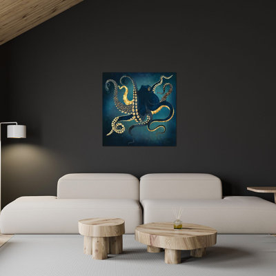Pieuvre métallique imprimé iv sur verre acrylique