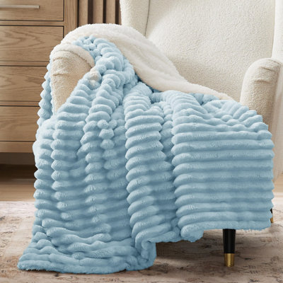 Bedsure Sherpa Fleece Throw Blanket – Cozy Warm Throw for Dorm Bed & Sofa – Sky Blue – Great Gift for College Students