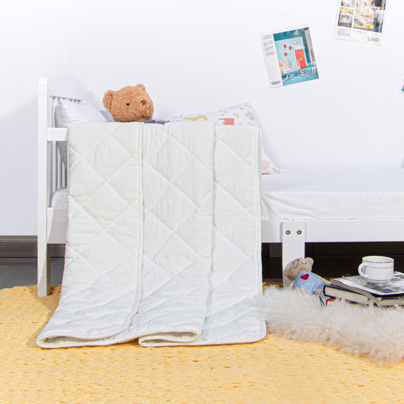 1 PC Toddler Comforter, Down Alternative Solid Color Quilted Blanket, 43 x 60 inches - NTBAY, White