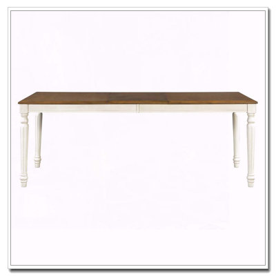 Table de salle à manger rectangulaire traditionnelle avec plateau en bois et pieds tournés