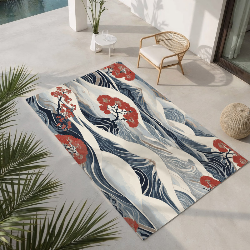 Gentle Blossoms Indoor And Outdoor Area Rug, Rectangle 1'6" x 2'6"