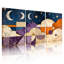 Toile tendue à motif abstrait lune et étoiles (lot de 3)-404397548
