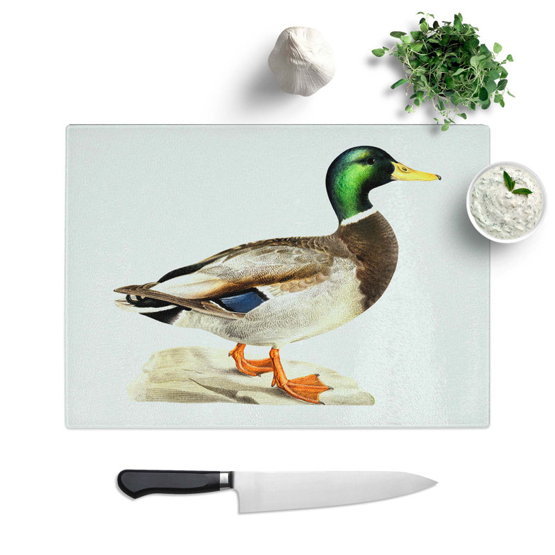 Tempered Glass a Mallard Duck Chopping Board, 39 cm W x 28.5 cm L