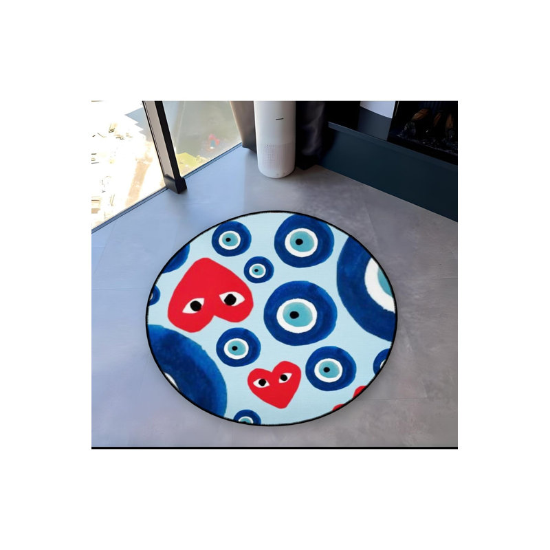 Tapis rond rond lavable en machine, Sous-tapis rond 4 pi 11 po inclus