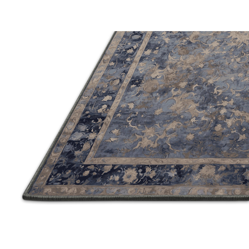 Tapis gris soyeux et moelleux, Rectangle 7 pi x 9 pi