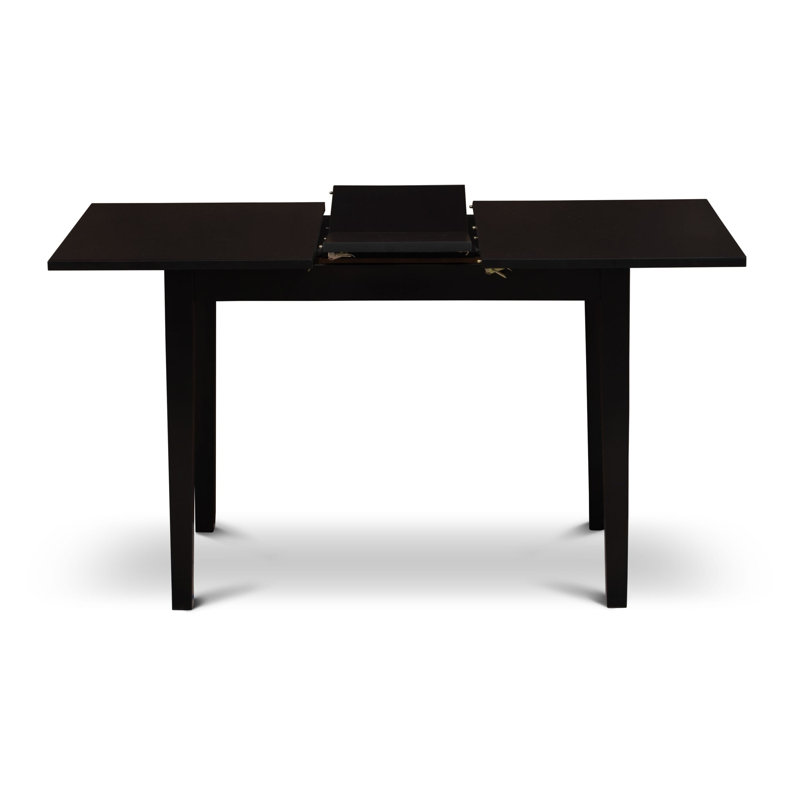 Ensemble de salle à manger 3 pièces comprenant une table de cuisine rectangulaire avec plateau noir et 2 chaises empilables en tissu de polyester, noir