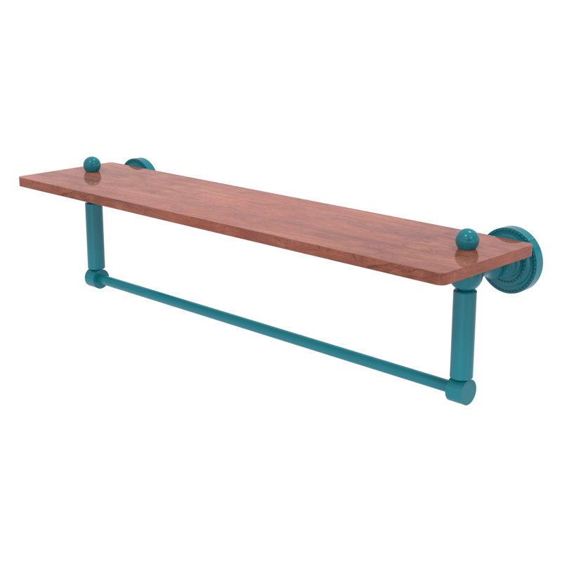 Tablette flottante en métal avec barre à serviettes Dottingham, H 4 po x l 22 po x P 5 po, Bleu sarcelle Glokzin