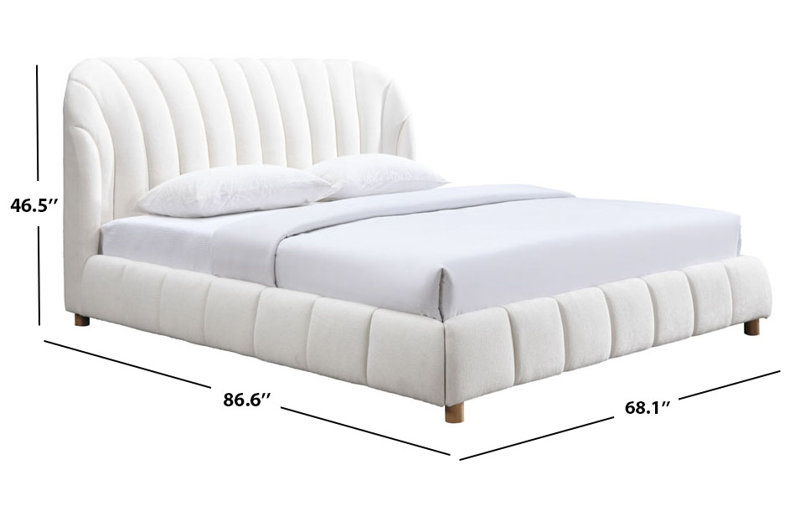 Tillie Channel Tufted Queen Bed, Ivory/Natural, Queen