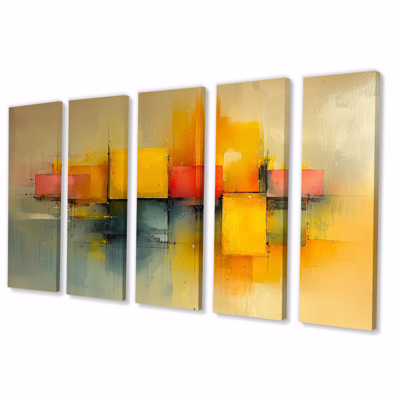 Geometric Pulse Optic Ar V - Pulse Wall Art - Art mural moderne sur toile, 5, H 32 po x l 80 po