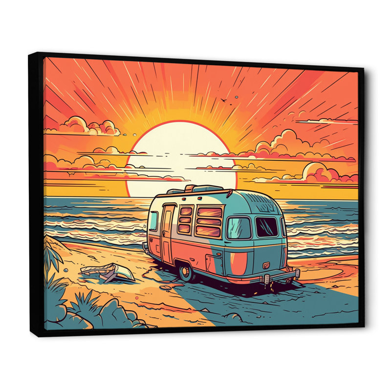 Fallinerlea " Yellow And Orange Reflections Of Adventure II ", 16" H x 32" W x 1" D, Black Floater Framed